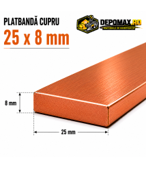 Platbanda cupru 25 x 8 mm – lungime 4 metri – EN Cu-ETP